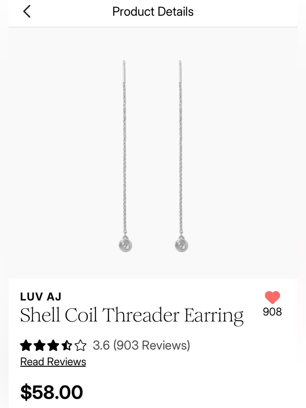 NWT LUV AJ Shell Coil Threader Earrings in Silver
